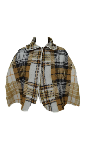 pelerine femme acrylique ecossais camel en stock