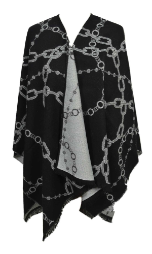 cape reversible acrylique noir en stock cet hiver