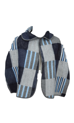 Pelerine femme Carreaux rayures bleu