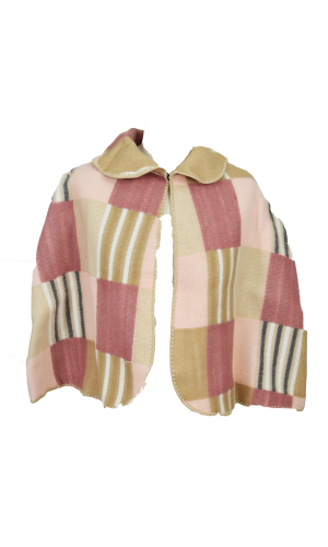 Pelerine femme Carreaux rayures rose camel