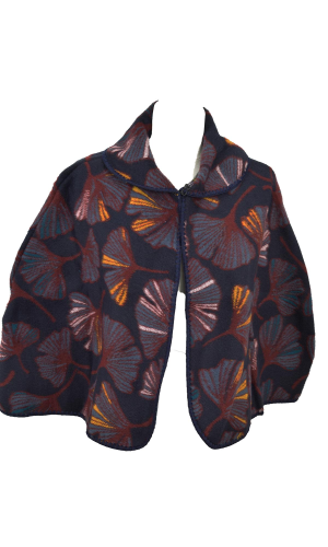 Pelerine femme Feuilles Gingko marine