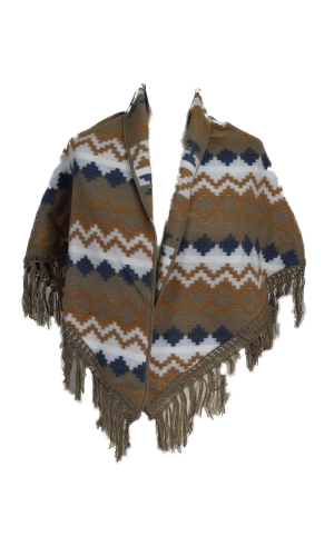 Châle femme Losanges moutarde bleu