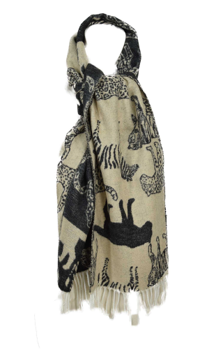 Echarpe Guépard ecru anthracite
