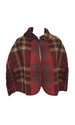 Pelerine femme Ecossais bordeaux