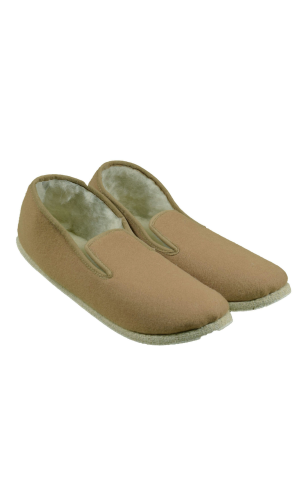 Pantoufles laine camel