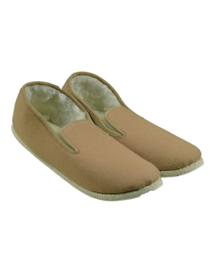 Pantoufles laine camel