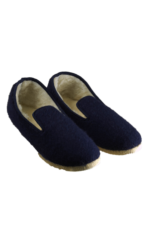 Pantoufles laine bleu marine