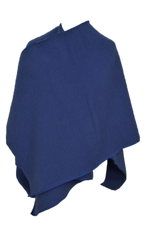 Cape poncho laine des Pyrénées bleu