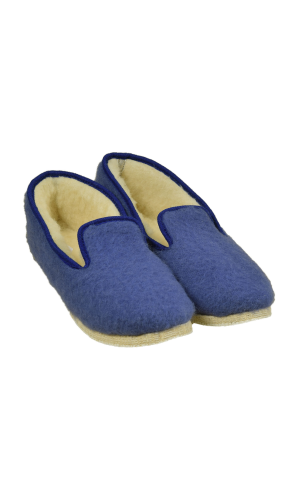 Pantoufles laine bleu
