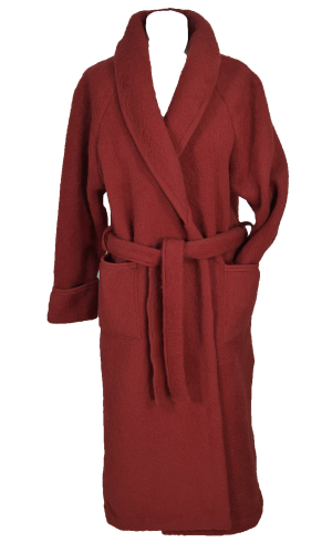Robe de chambre laine des Pyrénées rouge bordeaux