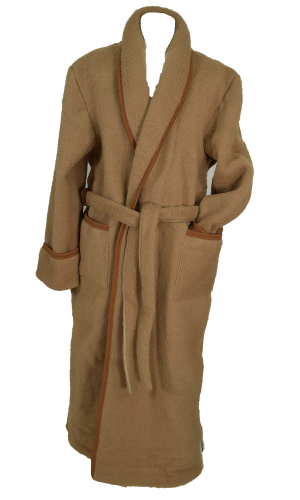 Robe de chambre homme laine des Pyrénées unie beige camel