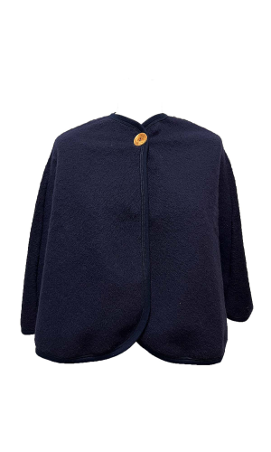 Pelerine laine ras de cou bleu marine