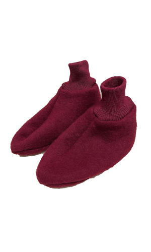 Chaussons laine des Pyrénées rouge bordeaux