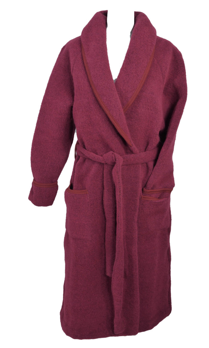 robe de chambre laine et acrylique fuchsia pour femme en stock