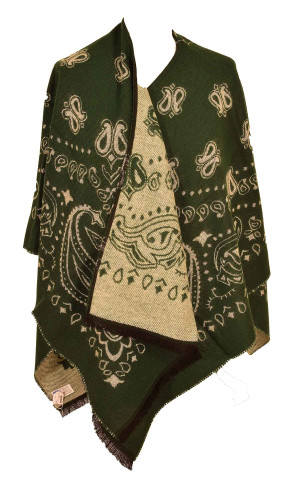 cape poncho bandana vert made in France