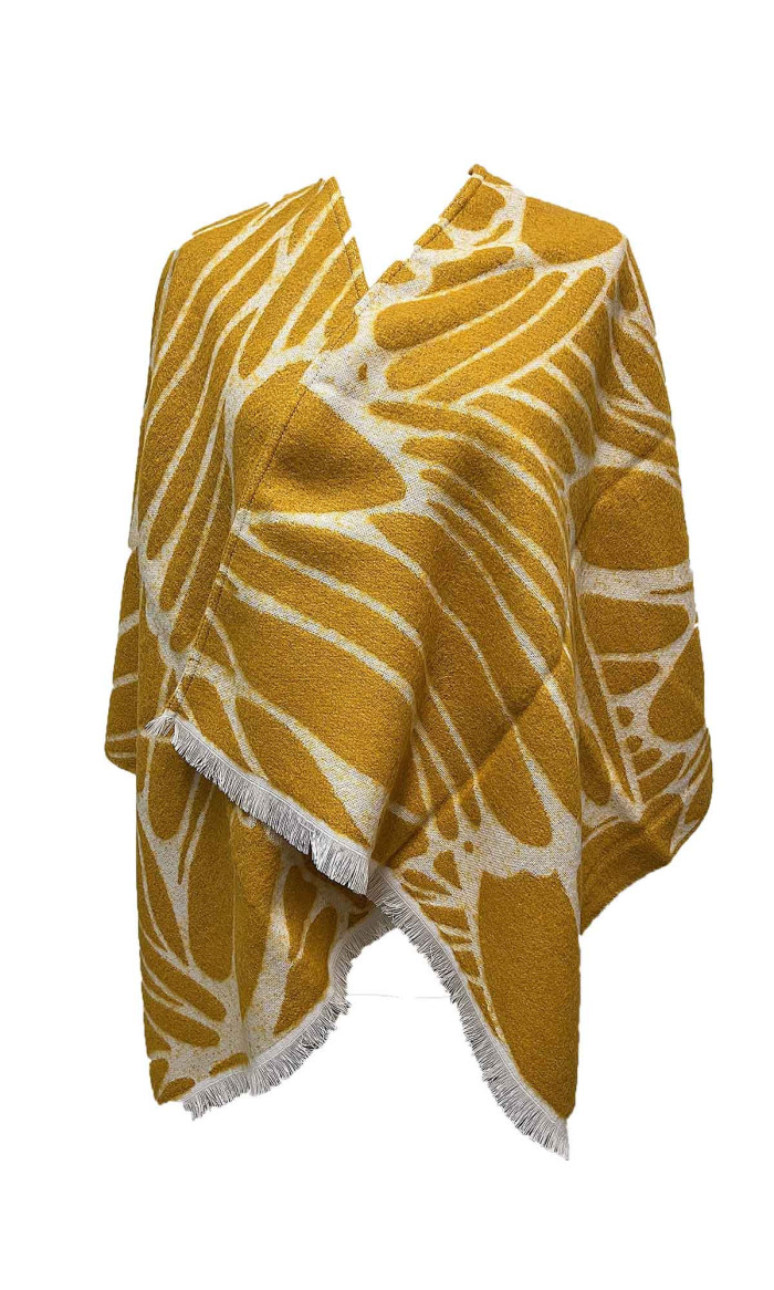 cape poncho acrylique jaune fabriquée en France