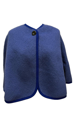 pelerine femme laine des Pyrénées bleu taille unique
