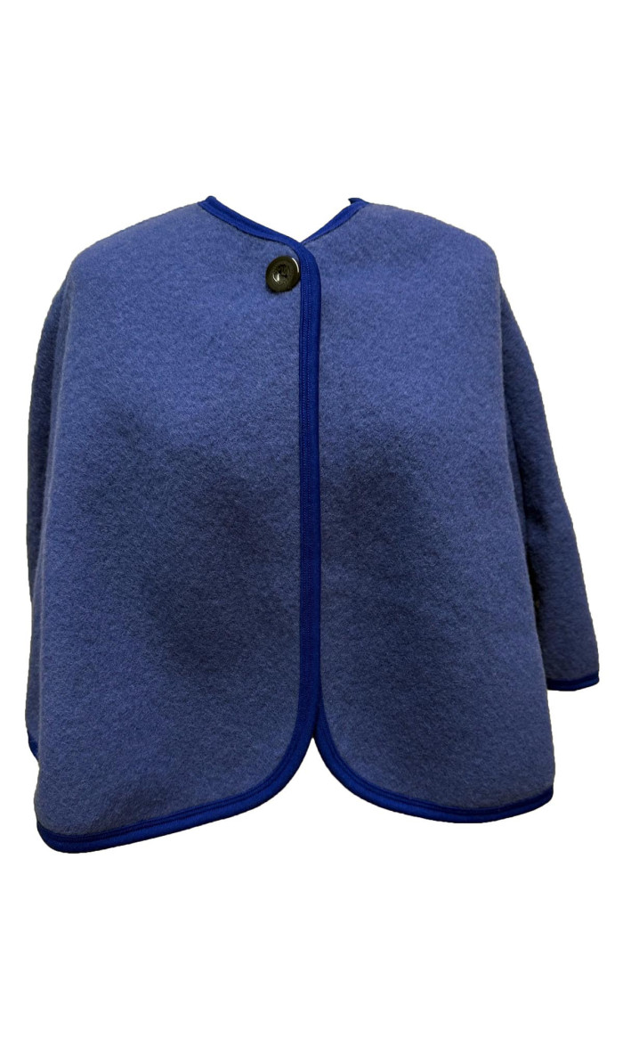 pelerine femme laine des Pyrénées bleu taille unique