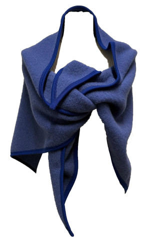 chale laine des Pyrénées bleu pour femme