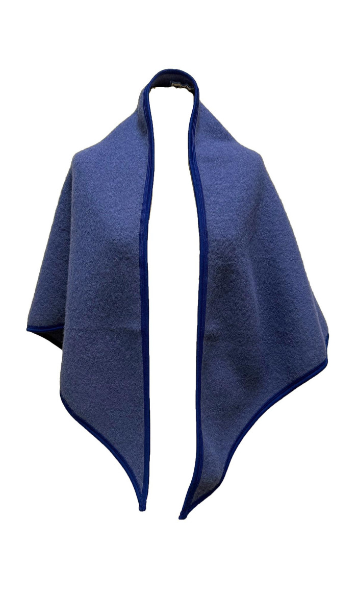 chale laine des Pyrénées bleu pour femme