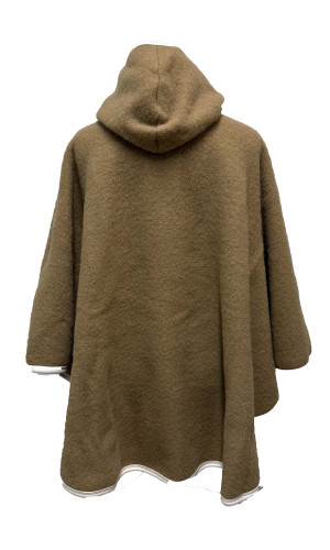 cape capuche laine des Pyrénées camel pour femme en stock
