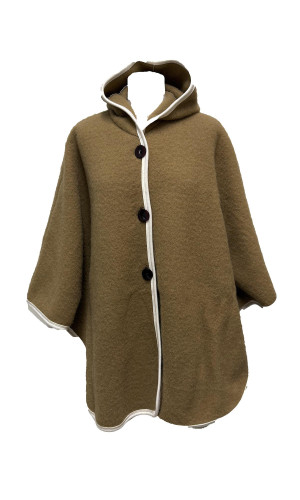 cape capuche laine des Pyrénées camel pour femme en stock