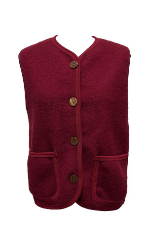 gilet sans manches pour femme 100% laine des Pyrénées rouge