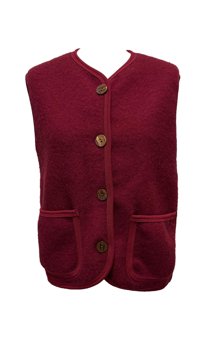 gilet sans manches pour femme 100% laine des Pyrénées rouge
