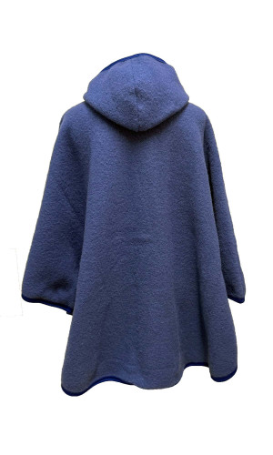 cape capuche laine des Pyrénées bleu pour femme