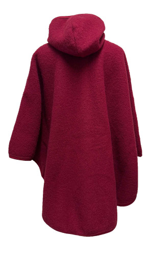 cape capuche rouge bordeaux 100% laine des Pyrénées