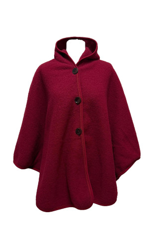 cape capuche rouge bordeaux 100% laine des Pyrénées
