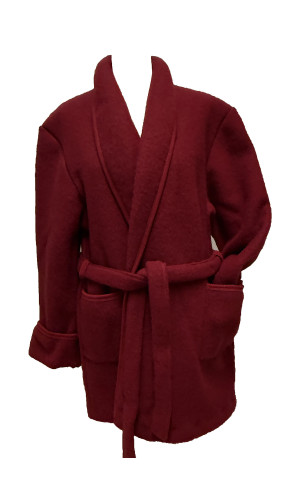 veston homme bordeaux col châle 100% laine