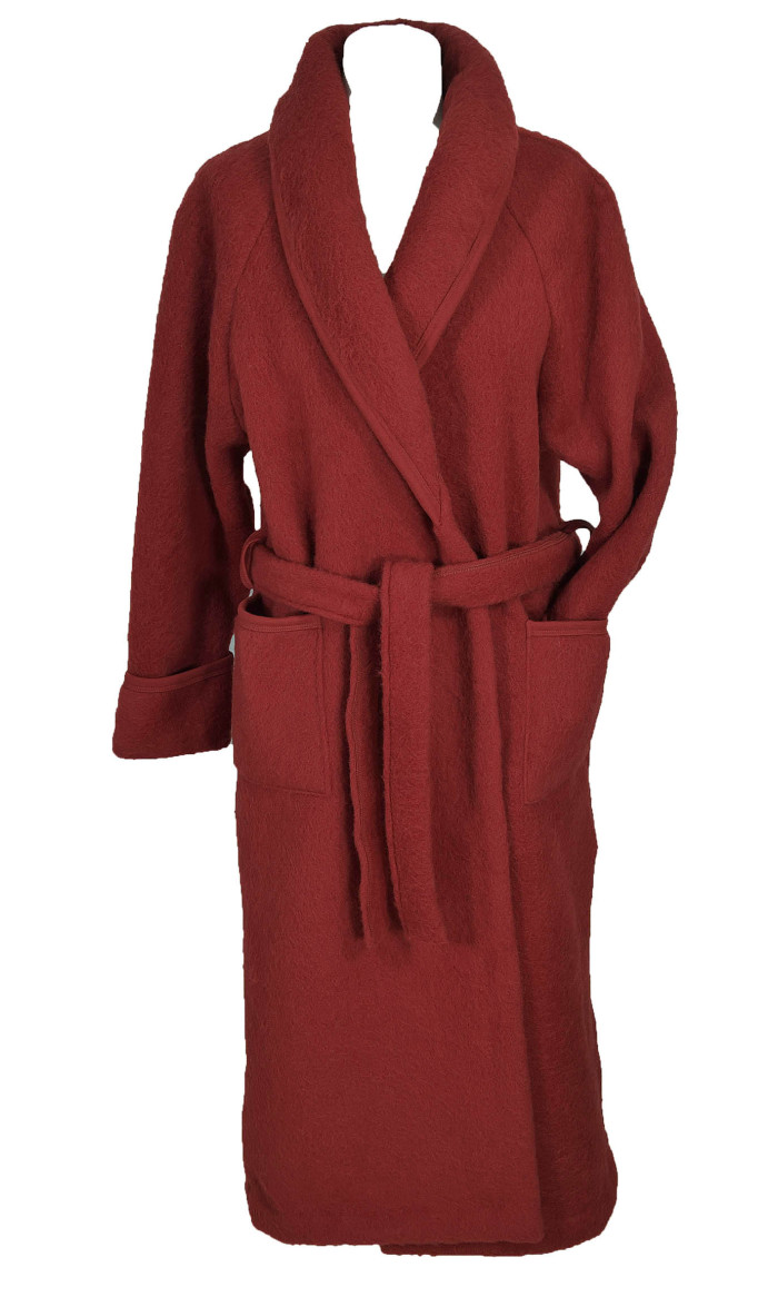 robe de chambre laine rouge pour femme 7/8