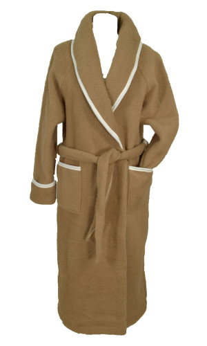 robe de chambre laine camel courte pour femme