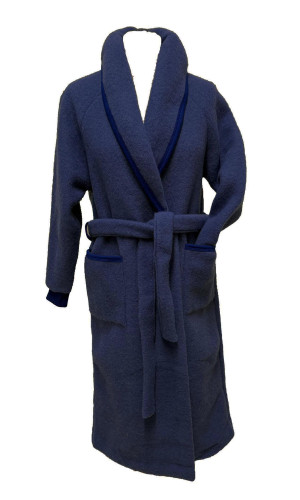 robe de chambre courte laine des Pyrénées marine pour femme