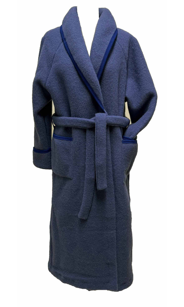 robe de chambre laine des Pyrénées bleu courte 7/8