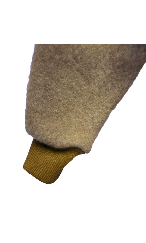 robe de chambre laine camel col châle poignets tricot pour femme