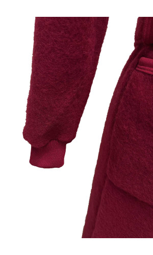 robe de chambre laine bordeaux poignets tricot longueur 110