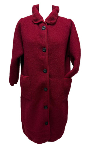 robe de chambre courte boutonnée rouge bordeaux pour femme