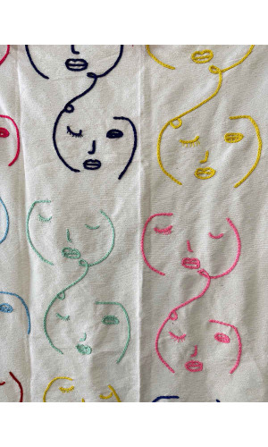 plaid coton brodé à la main en stock