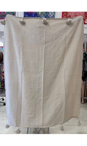 plaid 100% coton beige confectionné à la main