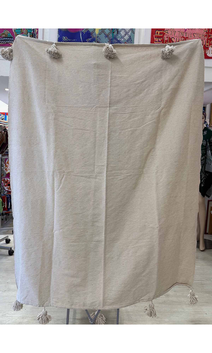 plaid 100% coton beige confectionné à la main