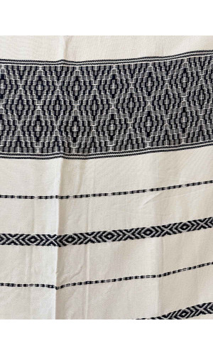 plaid tissé jacquard 100% coton marine et blanc