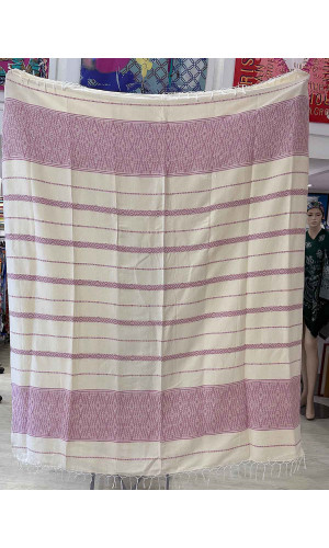 plaid tissé jacquard en coton rose 150x180