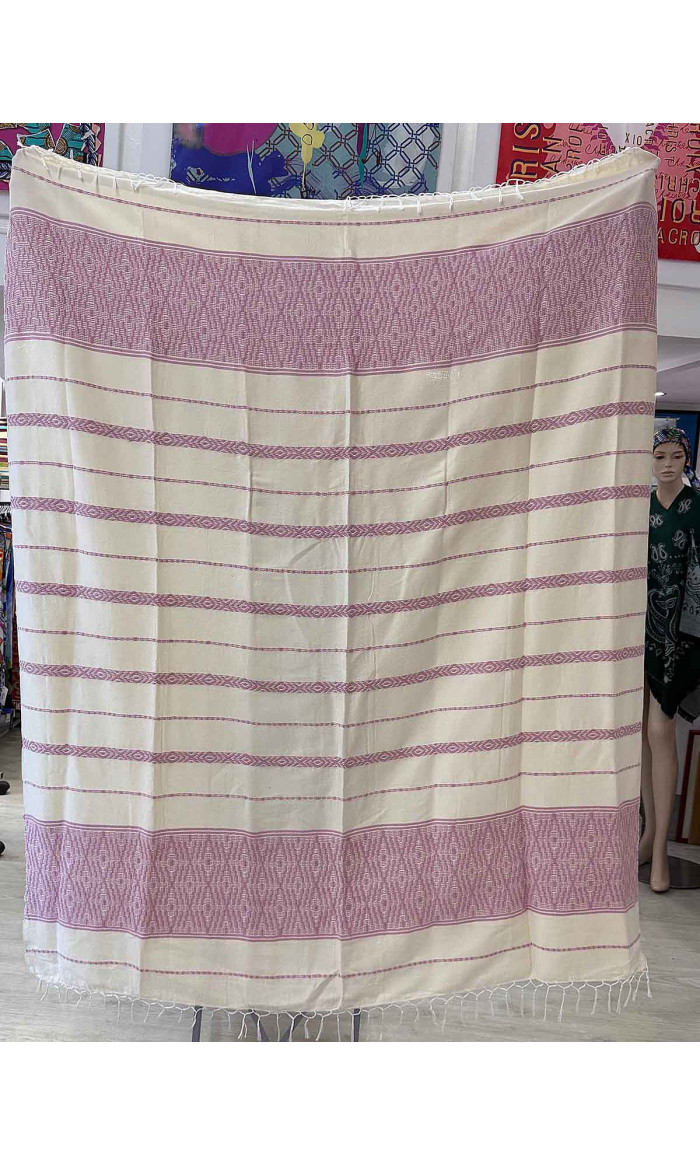 plaid tissé jacquard en coton rose 150x180
