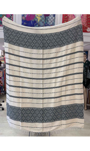 plaid coton vert tissé jacquard à la main