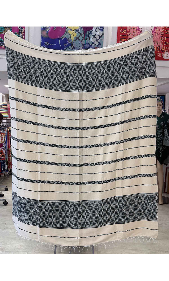 plaid coton vert tissé jacquard à la main