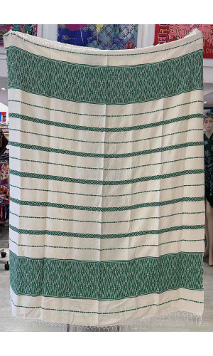 plaid tissé jacquard vert et blanc 100% coton