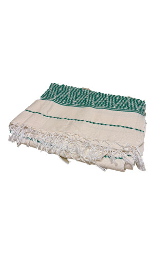 plaid tissé jacquard vert et blanc 100% coton