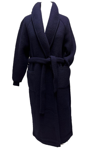 robe de chambre laine col châle marine pour femme
